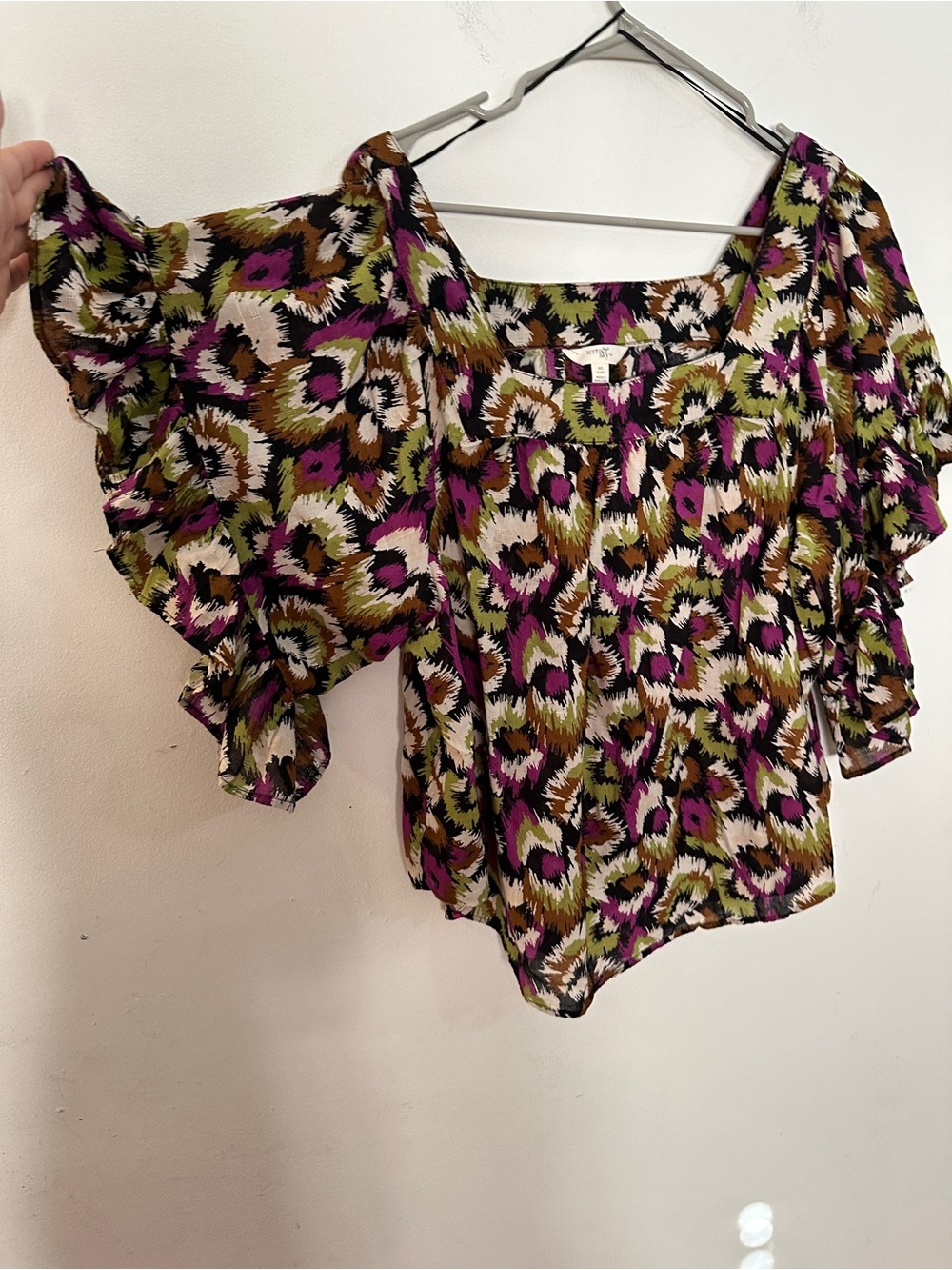 Terra & Sky Multicolor Floral-Print Ruffle Sleeve Blouse